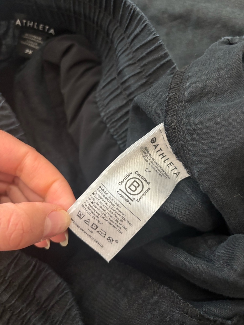 Athleta Linen Black Cabo Pants Casual Drawstring Linen-Blend Pants size 2X XXL - Picture 5 of 5